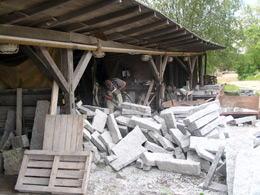Granitblock-Bearbeitung Wiesa